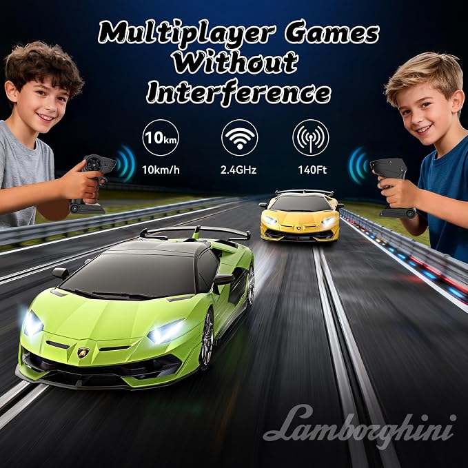 AEROQUEST 1:16 Lamborghini Remote Control Car （Green） | Officially Licensed,Birthday Gift,Toys for ages 3-8,Aventador SVJ Mode,Electric Sport Racing,Hobby RC Cars,100 minutes