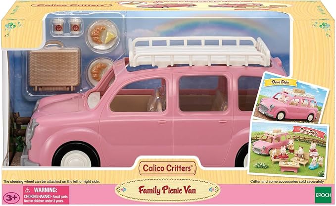 Calico Critters - Family Picnic Van - Family Vehicles – Kids Pretend Play Toy, Miniature Vehicle & Accessories Set, Ages 3+