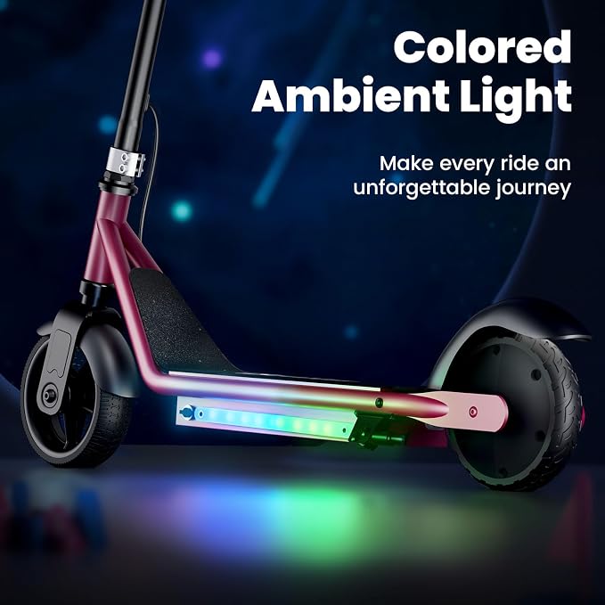 iScooter IK3 Serious Electric Scooter for Kids Aged 6-12, 3/6/10MPH Speed, Dual Brake System, 3 Heights (IK3Pro), Magnetic Charging, Colorful Lights, LED Display, 150W Motor Kids Scooter