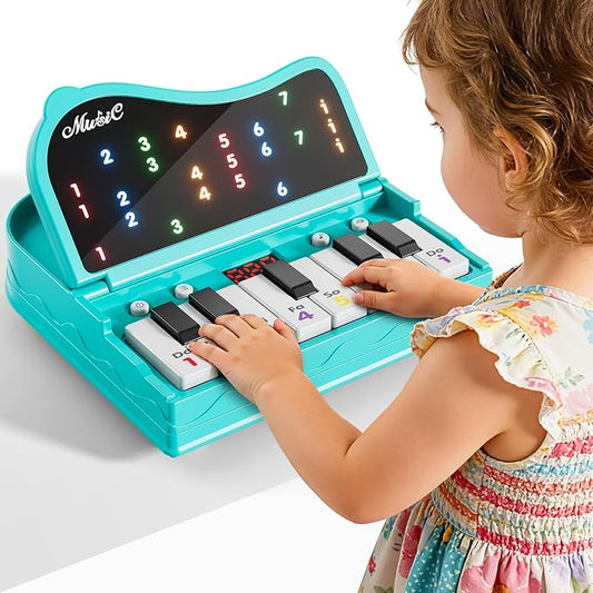 Piano for Kids, Piano Keyboard Learning Toys for Kids Boys Girls Ages 3 4 5 6 7 Year Old, 7 Modes Educational Toy Keyboard Piano with Light-Up Keys, Travel Piano Toy Music Rhythm Machine Birthday Gift