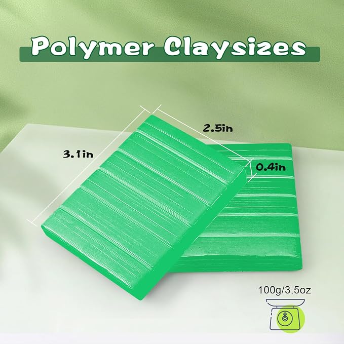 ifergoo Polymer Clay, 100g Modeling Oven Baked Model Clay for Sculpting, DIY, Artistic Creation & School Projects, Great for Kids and Adult (Light Green)
