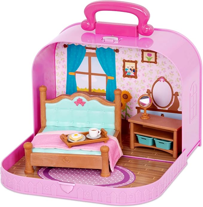 Li'l Woodzeez – Portable Dollhouse Playset with 2 Posable Figures – Playhouse Toy with Travel Suitcase – Mini Furniture & Accessories – Imaginative Play for Kids Ages 3 Years and Up – Collectible