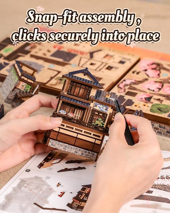 CUTEBEE Book Nook Kit Sakura Wine Alley, 3D Wooden Puzzle Booknook for Adults,LED Bookshelf Decor,DIY Miniature Dollhouse Bookend, Crafts Gifts for Adults, Teens & Book Lovers (Twilight Sakura Path)