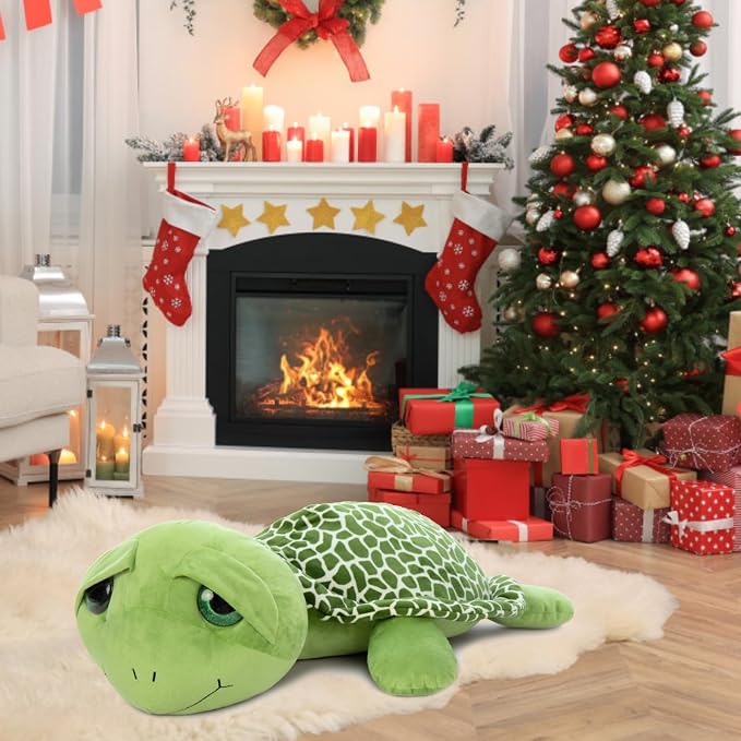 MorisMos Giant Sea Turtle Stuffed Animal Plush Pillow - 31.5" Big Stuffed Turtle Plush Pillow for Kid & Adult, Large Holiday Toy Gift for Marine Lovers, Cuddly Ocean Creature Decor,CE/CPC Certified