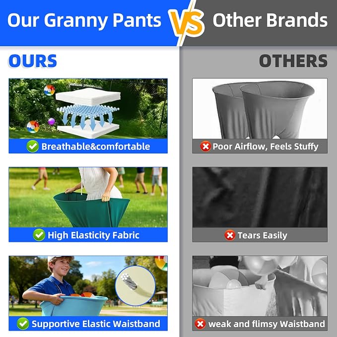 4 Pack Granny Pants Yard Game,Family Party Outdoor Granny Pants Game with 20pcs Bouncy Balls for The Family Gathering,The Family Reunion Ultimate Backyard Party Games