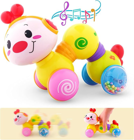 Vanmor Baby Toys 6-12 Months, Crawling Developmental Toy for Babies, Press & Go Musical Caterpillar with Lights, Sensory Tummy Time Toy Encourages Crawling & Motor Skills