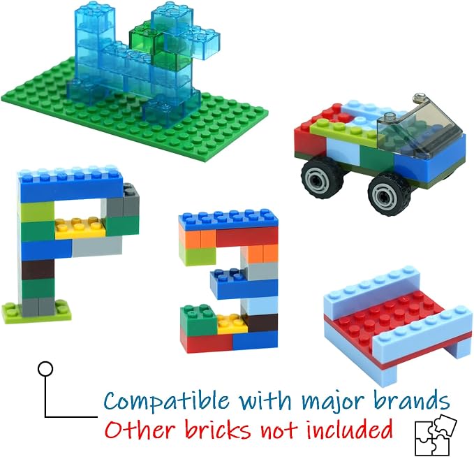 Classic Base Plates Building Pieces, 122PCS 13 Sizes Small Baseplates in Mix Color, Bulk Building Flat Platform Base Compatible with Major Brands Parts and Pieces