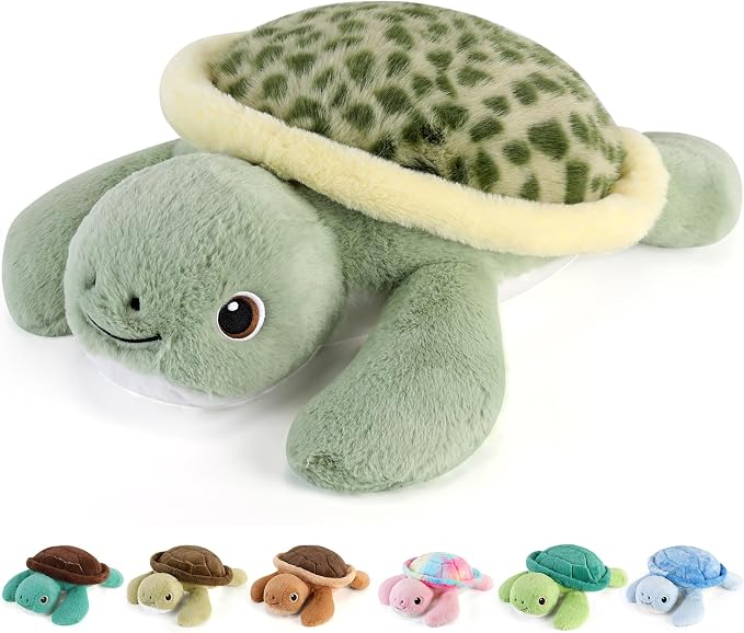 gnomantic Turtle Weighted Stuffed Animals - 22 Inch 4.5 Pounds Weighted Plushies Sea Turtle Stuffed Animal - Big Tortoise Plush - Cute Plush Toys Gifts for Kids & Adults (Sage Green)