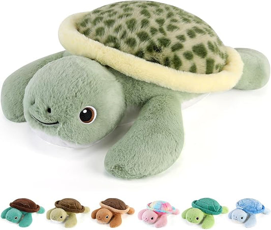 gnomantic Turtle Weighted Stuffed Animals - 22 Inch 4.5 Pounds Weighted Plushies Sea Turtle Stuffed Animal - Big Tortoise Plush - Cute Plush Toys Gifts for Kids & Adults (Sage Green)