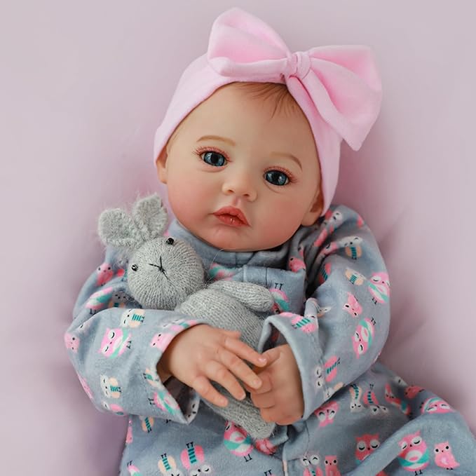 KSBD Lifelike Reborn Baby Girl - 18 inch Realistic Baby Girl Real Life Newborn Baby Dolls, Handmade Anatomically Correct Real Baby Dolls Gift Set for Kids Age 3 +