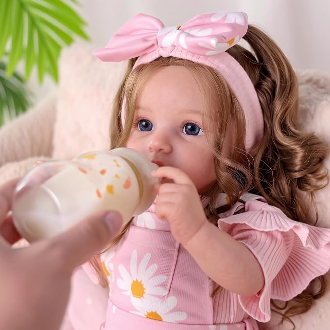 BABESIDE Reborn Baby Dolls, 20Inch Soft Cloth Body Realistic Baby Doll w/Rooted Hair and Open Eye Reborn Doll for Girls Real Life Baby Dolls Perfect for Kids Ages 3+, Playtime and Collection