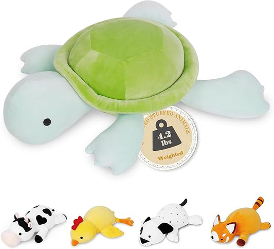 Turtle Weighted Plush, 22" 4.2 lbs Character Weighted Stuffed Animals Series, Cute Tortoise Plushie Dolls Throw Pillow Birthday Gifts for Children Kids