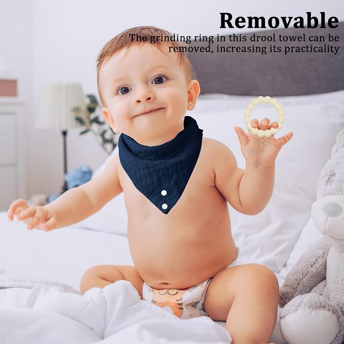 6-Pack Baby Bandana Drool Bibs & Teething Toys for 0-24 Months, Safety for Newborns and Toddlers