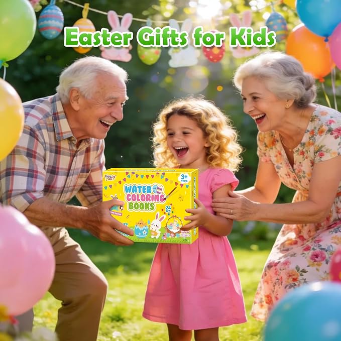 Easter Coloring Books Party Favors for Kids - 24 Pack Mini Water Coloring Books for Kids, Easter Basket Stuffers Students Classroom Gifts Bulk, Birthday Return Gifts Party Favors Bulk