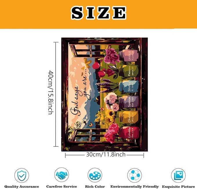 Paint by Numbers for Adults and Kids Beginner, Unframed Scenery and Flowers Painting by Number Kits On Canvas Number Artist Paint by Number Kit Oil Painting Acrylic Paints Home Wall Decor Gift 12x16In