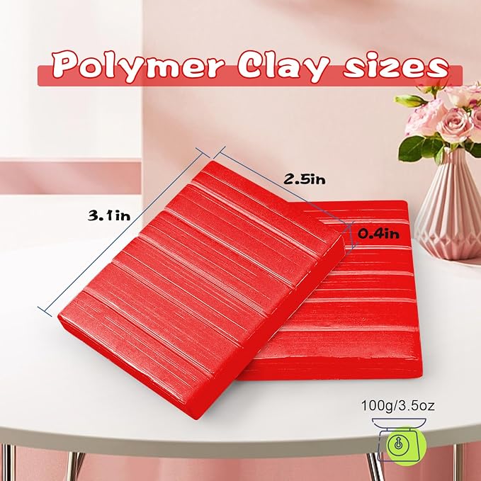 ifergoo Polymer Clay, 100g Modeling Clay, Oven Baked Model Clay for Modeling, Sculpting, DIY, Artistic Creation & School Projects, Non-Sticky & Non Toxic, Great for Kids and Beginners (Red)