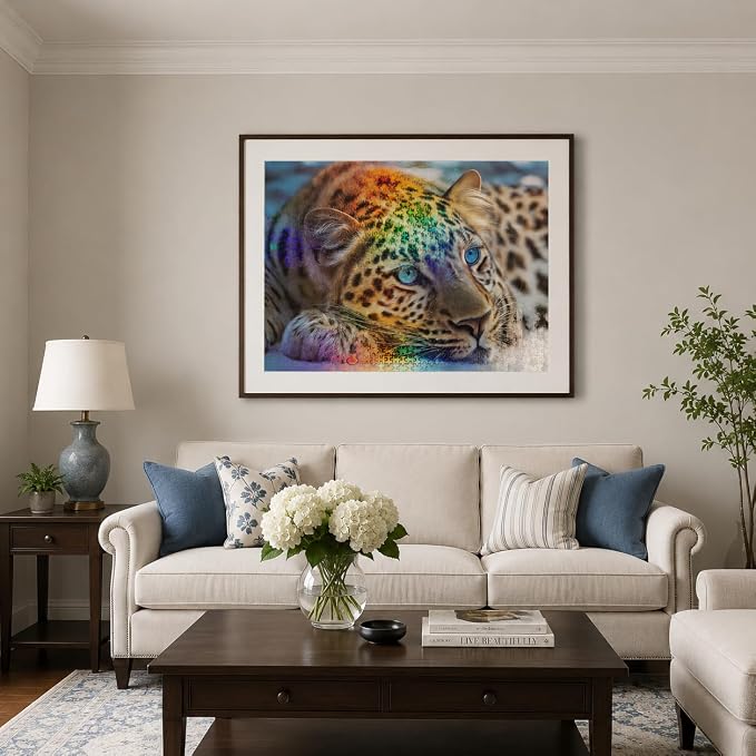 1000 Piece Puzzle for Adult, Premium Jigsaw Puzzles, Leopard Puzzle, Activities & 7 Layer Rainbow Paper, Framed Wall Art – Unique Gift for Adults & Puzzle Enthusiasts