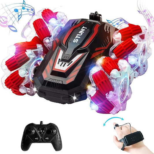 Gesture Sensing RC Stunt Car, 4WD Remote Control Cars, Cool Lighting and Music, Double-Sided Rotating Off-Road Vehicle 360° Flipping Car, Present for Boys and Girls Aged 6-12
