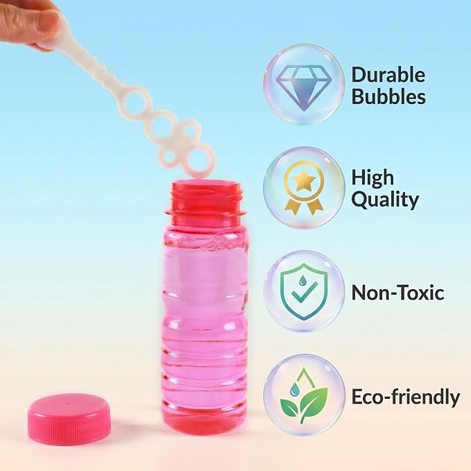 novelinks Big Bubble Bottle 24 Pack, 4oz Blow Bubbles Solution for Kids Novelty Summer Toy, Bubbles Party Favors Bubbles Bulk Assorted Colors Set