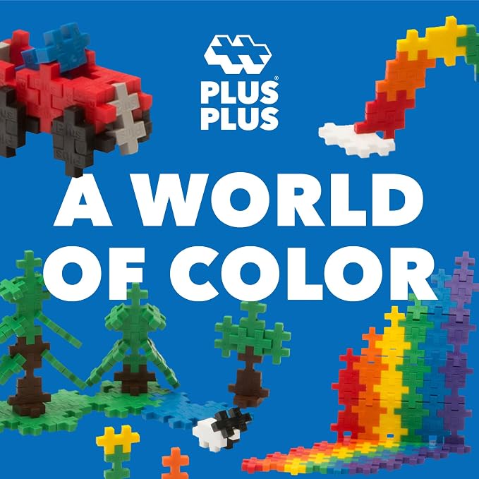 PLUS PLUS 600 Piece Basic Color Mix - Mini Waffle Blocks Set, Stem Toys for Kids - Sensory Bin Fillers, Math Manipulatives & Classroom Must Haves Gifts for Boys & Girls