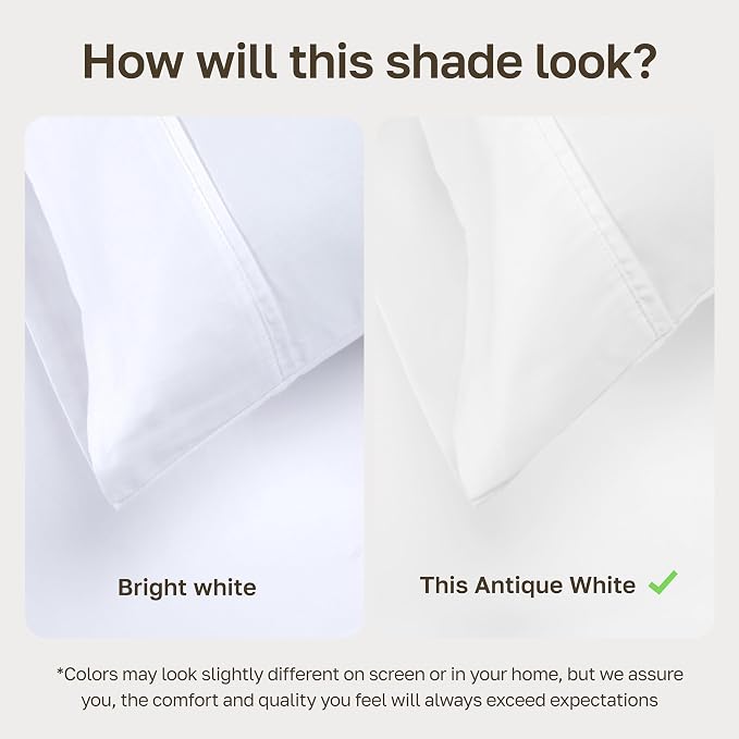 California Design Den Pack of 2 Bed Sheets Full Size - 400 Thread Count 100% Cotton Sateen - Soft and Breathable Sheets, 2 Sets of Deep Pocket Bed Sheets - Antique White