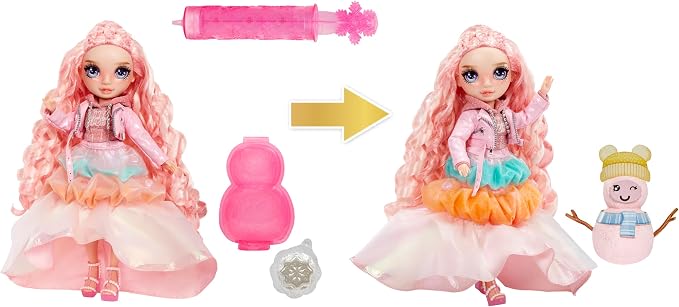Rainbow High Winter Wonderland Bella - Pink 11” Fashion Doll with Magic Snow Hidden in Fashion That Puffs Up with Water, and Snowman Kit, Great Gift for Kids 4-12 Years Old