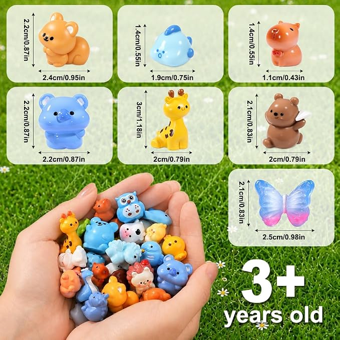 DIYDEC 68pcs Mini Resin Animal, Miniature Duck Figures to Hide Small Tiny Resin Animal Toys for Party Favors Bag Fillers Fairy Garden Dollhouse Crafts Decor