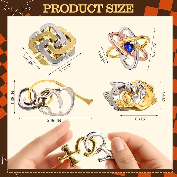 24 Pcs Metal Brain Teaser Puzzles Assortment for Adults Difficult Magic Puzzles Highly Hard Brain Games Iq Logic Test Disentanglement Game for Mind Challenge(Funny)