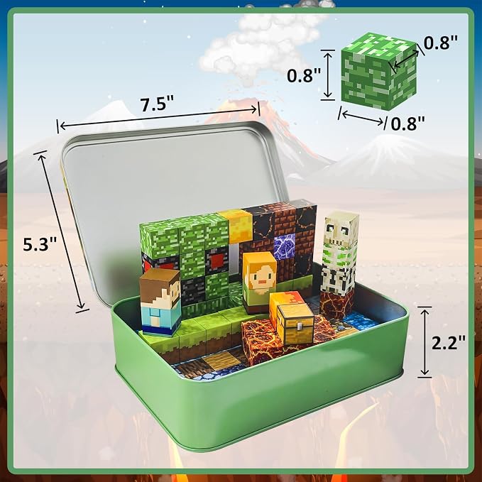 AIDYVOI 100PCS 0.8 inch Magnetic Blocks - STEM Toys Travel Set for Kids, Magnetic Building Blocks with Metal Box, Stacking Building Blocks Construction Toys Gift for Boys Girls Age 3+