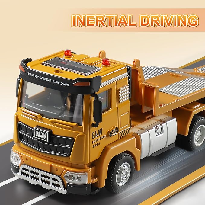 Construction Carrier Trucks Toy Set – Alloy Inertia Driving 1:40 & 1:55 Simulation Model Vehicles Toys, Including Excavator, Double Arm Excavator – Gifts for Ages 3-8, Boys and Girls