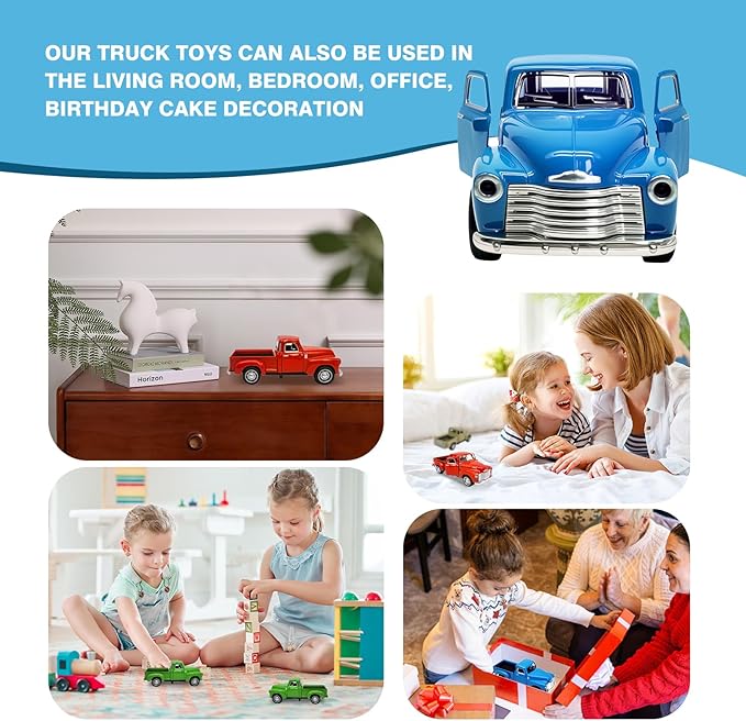 4Pcs Truck Toy for Toddlers 2 3 4 5 6 7 8 Year Old Boys Girls,1:32 Alloy Toddlers Car Toy Driveable,Car Door Can Open,Toy Trucks for Kids Easter Christmas Birthday Gifts