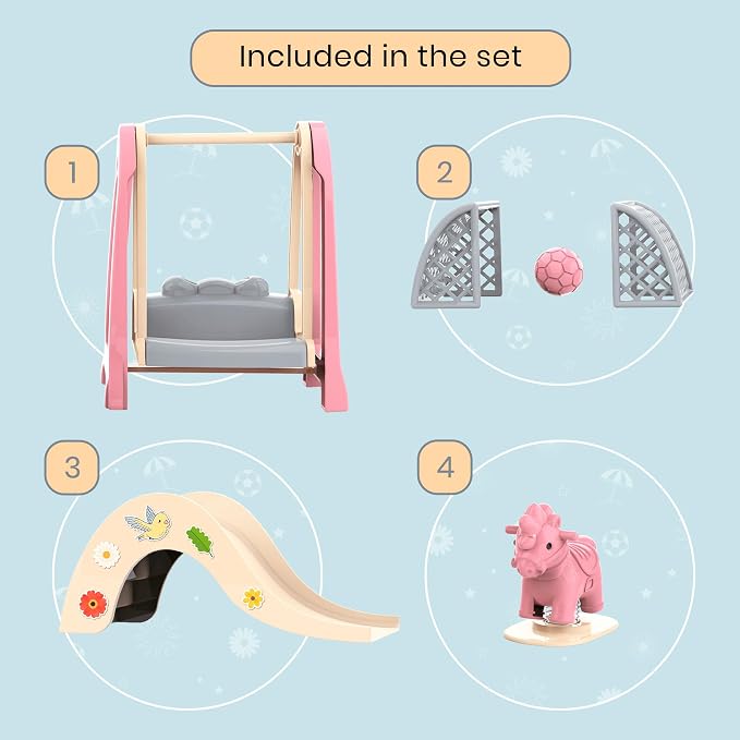 Family Dollhouse Accessories — Mini Playground Set with Swing & Slide, Rocking Horse, Soccer Goals, Screen-Free Add-On — Miniature Dollhouse Playset for Ages 3+