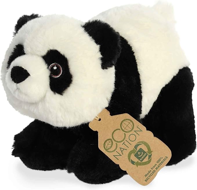 Aurora® Responsibly Made Eco Nation™ Panda Stuffed Animal - Ideal for Playtime Adventures - Perfect for Birthdays or Just Because - Black 9 Inches