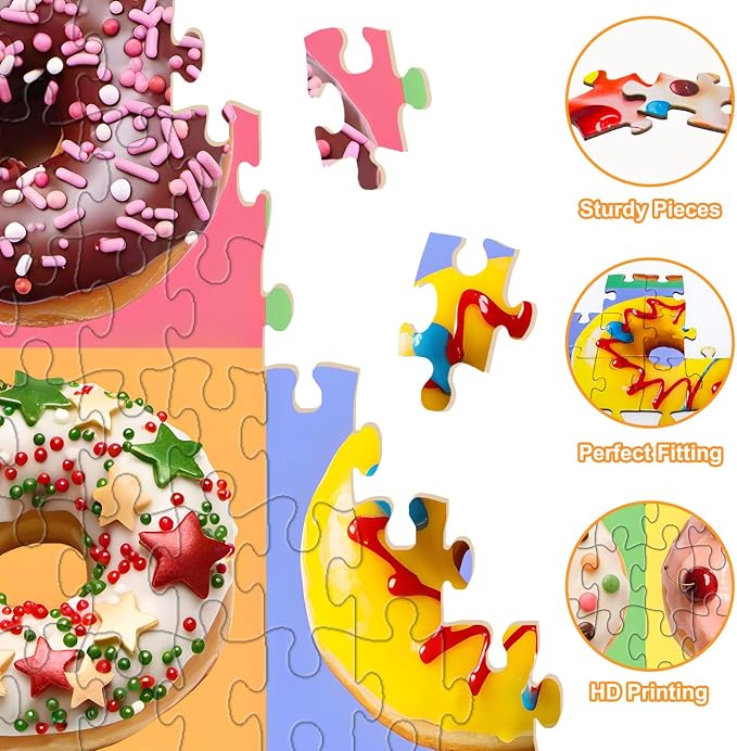 Puzzles for Kids Ages 6-8 8-10 Year Old - Colorful Sweet Donuts, 200 Pieces Jigsaw Puzzles for Kids Ages 10-12, Learning Educational Toys for Boys and Girls