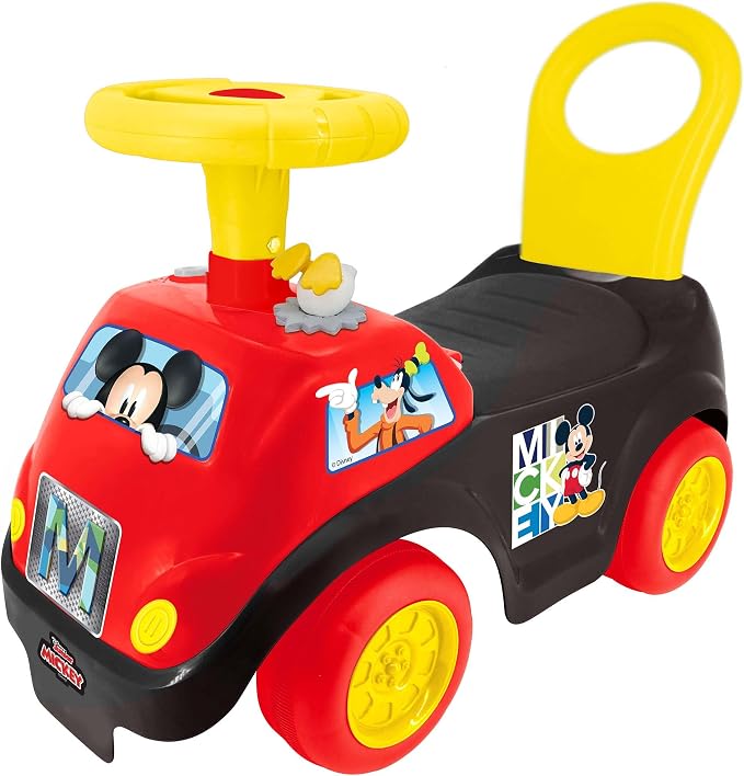 Kiddieland Mickey Mouse Lights & Sounds Ride-On Push Toy, Foot-to-Floor Toddler Ride On Car, Interactive Dashboard, Ages 12–36 Months, 55 lb Limit, Batteries Included