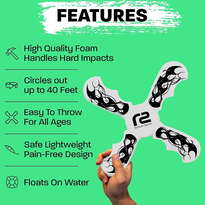 Boomerang for Kids - It Really Does Fly Back - Fun & Easy to Use Toy for Boys & Girls - Soft Foam Design Allows for Safe Play & Great Beginner Toy Gift Idea for Boys - Birthday Gift Ideas Stuffers