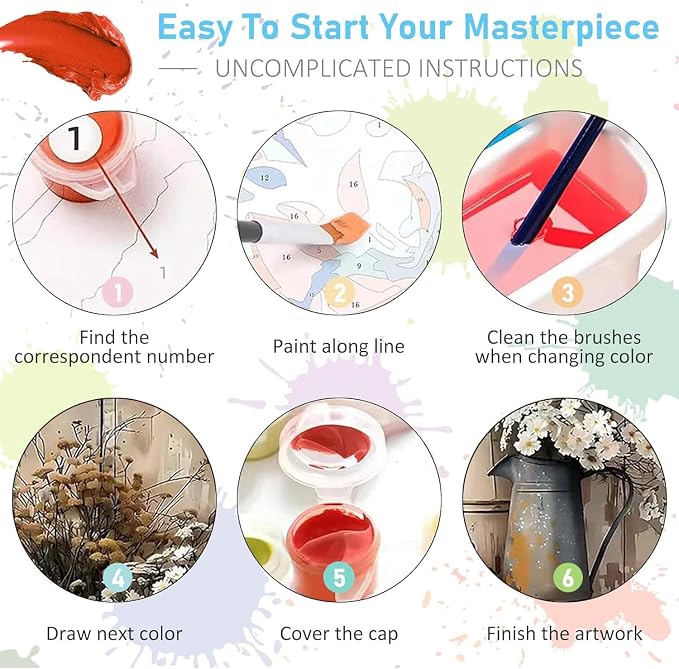 WUDWL Paint by Numbers for Adults and Kids, Painting by Number Kits On Canvas, Number Artist Paint by Number Kit Funny Flower Without Frame DIY Oil Painting Acrylic Paints, Home Wall Decor, 12x16in