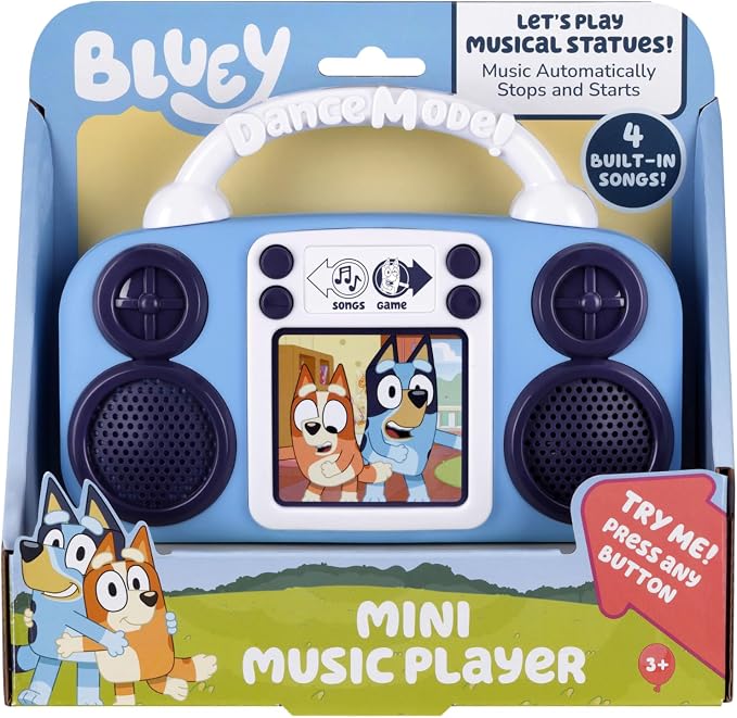 eKids Bluey Toy Music Player, Toddler Toy with Built-in Music and Lights (Bluey)