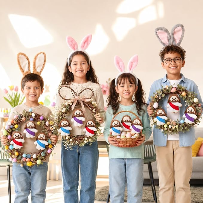 6-Piece Jesus Plush Set – Easter Church Decorations – Guardian Savior Gift Figurines, Ideal for Easter, Sunday School and All Kinds of Religious Events（6pcs-A）