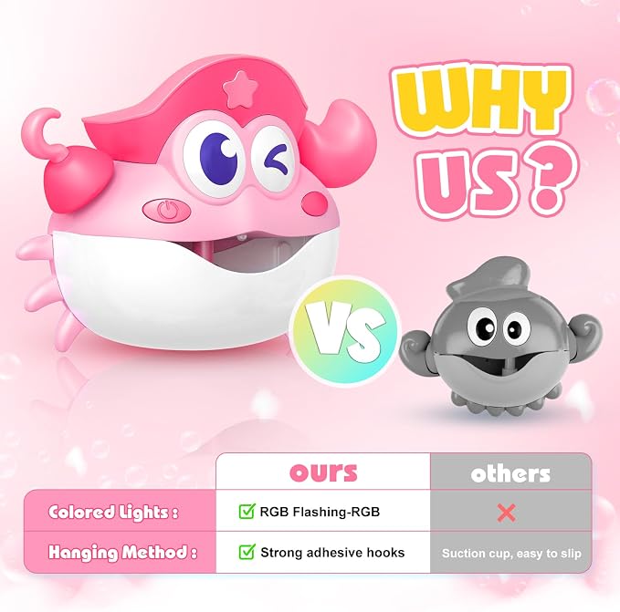 Bath Toys,USB Rechargeable Bubble Machine Light Up Baby Bath Toys Bath Bubble Maker with Colourful RGB Light Great Birthday for Toddler Boys and Girls Tub Toy for Kids Ages 1-3 4-8