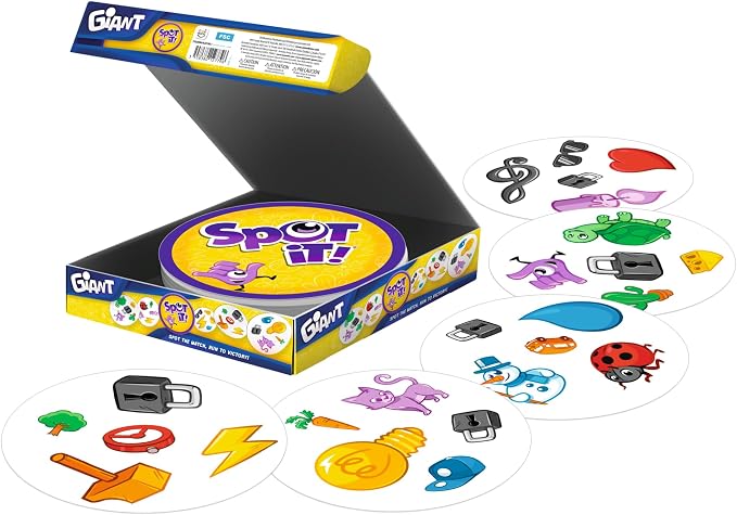 Asmodee Spot It! Giant Card Game - Oversized Matching with 4 Exclusive Mini-Games, Fast-Paced Family Game for Kids & Adults, Ages 6+, 2-12 Players, 15 Minute Playtime, Made by Zygomatic