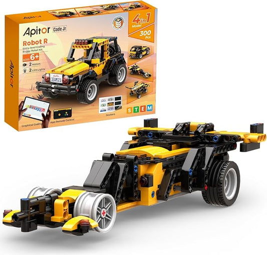 Apitor Robot R 4-in-1 Robot Building Kit, APP Remote Control STEM Coding Toys, Educational Gifts for Boys Girls Kids Ages 6-12, 4 Control Modes (300 Pieces)