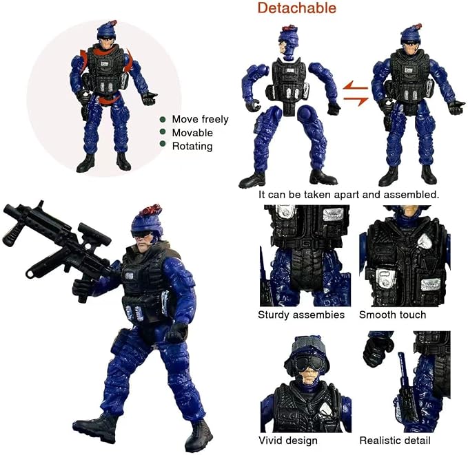 Army Men Action Figures - Soldiers Toy Set for Boys Age 4-7, Military Playset with Weapons - Easter Gift or Birthday Gift