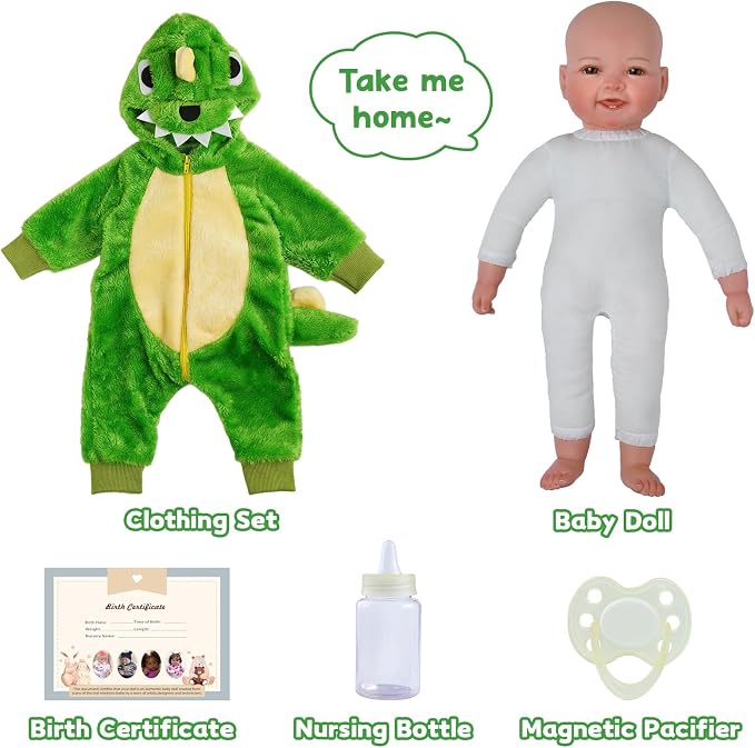 BABESIDE Lightweight Baby Doll Set – 15" Realistic Soft Doll for Girls, Easy to Carry & Hug – Pretend Play & Gift