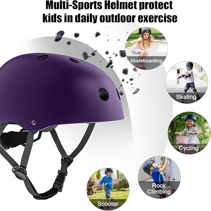 Kids Bike Helmet with LED Light,Lightweight Adjustable Childs Helmet for boy & Girl Ages 5-8-14,Multi-Sport Safety Helmet for Skateboard Cycling Scooter