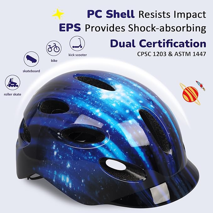 Kids/Youth Bike Helmet for Boys Girls and Teens, Adjustable and Multi-Sport for Bicycle, Kick Scooter, Skateboard, Roller/Inline Skate