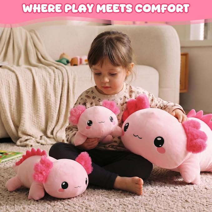 TOYSYM Weighted Stuffed Animals, 1.6 lbs Axolotl Stuffed Animal with Weighted Beads, Cute Plush Toy Pillow Gifts for Adults Kids Boys Girls