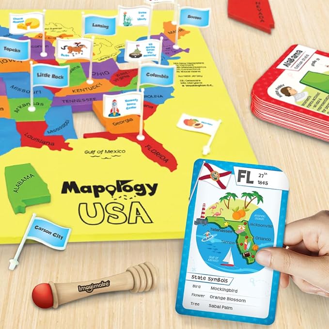 Imagimake Mapology United States Flash Card Puzzle with Flags, Country- Capitals | Educational Toy for Kids Ages 8-12 | Learn Geography Puzzles for Kids Ages 12-16 | Birthday Gift for Boys & Girls