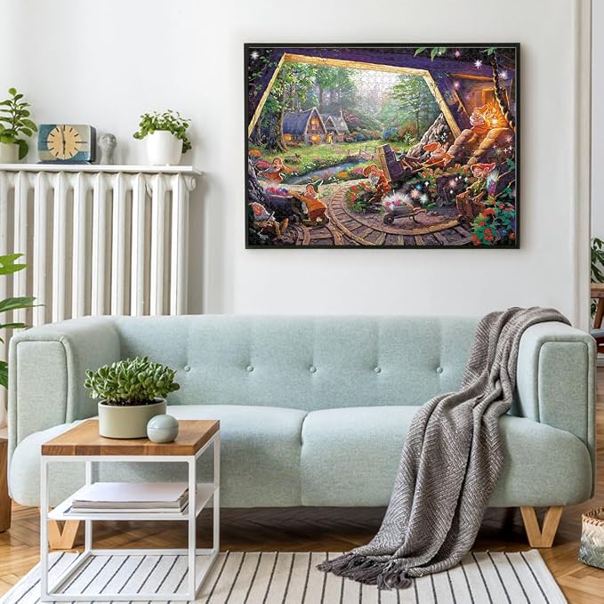 Buffalo Games – Thomas Kinkade Disney Seven Dwarfs 1000 Piece Jigsaw Puzzle | Sapphire Select Premium Blue Board Puzzle