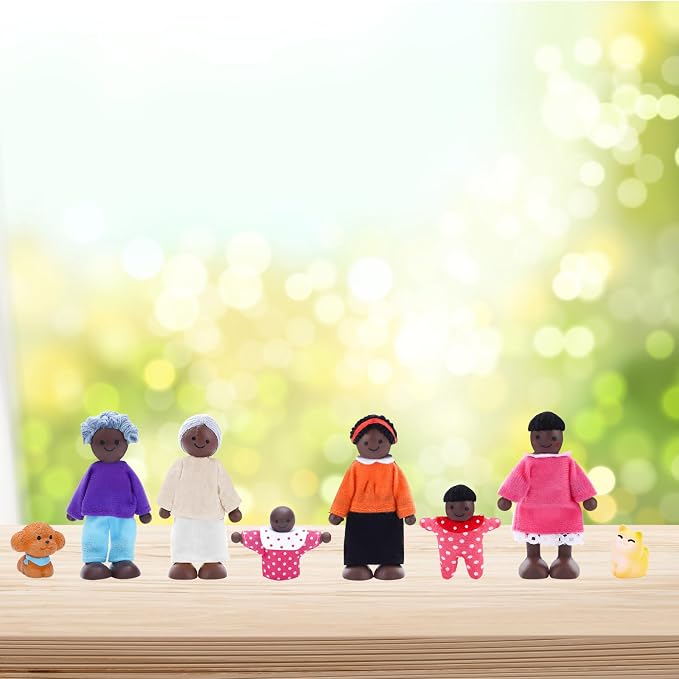 ONEST 10 Pieces Wooden Dollhouse Family Set Mini People Figures Sets Dollhouse Dolls Wooden Doll Family Pretend Play Figures Accessories for Pretend Doll House